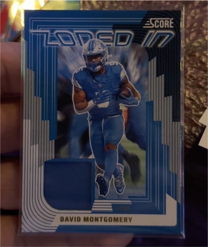 2025 Panini Score #ZON-DMY David Montgomery Zoned In Jersey Patch Relic — front