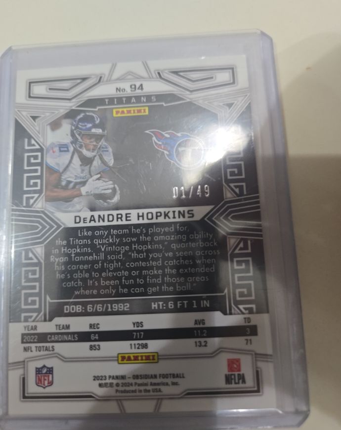 2023 Panini Obsidian Football #94 DeAndre Hopkins — front