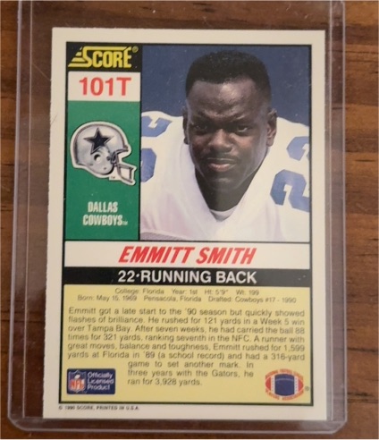 1990 Score Rookie & Traded (Supplemental) #101T Emmitt Smith — front