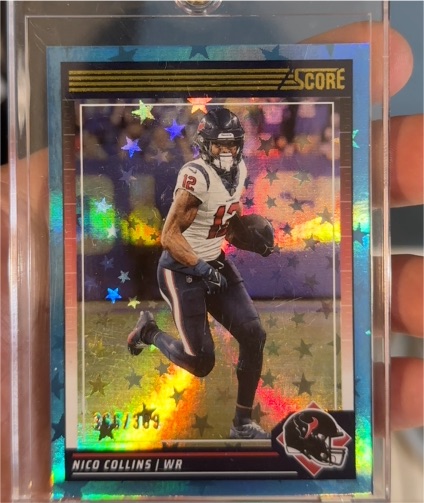 2024 Panini Score #112 Nico Collins Blue Stars Parallel — front