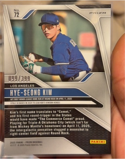 2025 Panini Prizm #72 Hye-Seong Kim — front