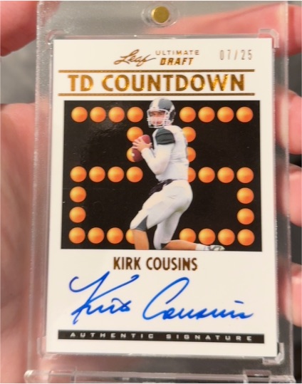 2012 Leaf Ultimate Draft TD Countdown #TDC Kirk Cousins — front