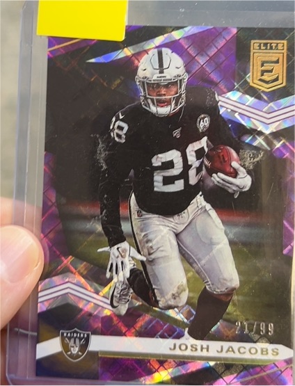 2020 Donruss Elite Josh Jacobs #/99 — front