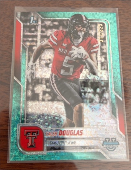 2025 Bowman Chrome University #74 Caleb Douglas Aqua Mini-Diamond Refractor — front