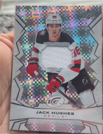 2022-23 Upper Deck Ice Jack Hughes Devils Jersey Patch — front