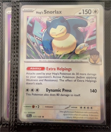 2021 Pokémon SV09: Journey Together #117 Hop's Snorlax — front