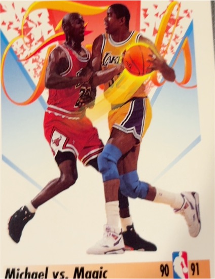 1991-92 SkyBox #333 Michael vs. Magic — front