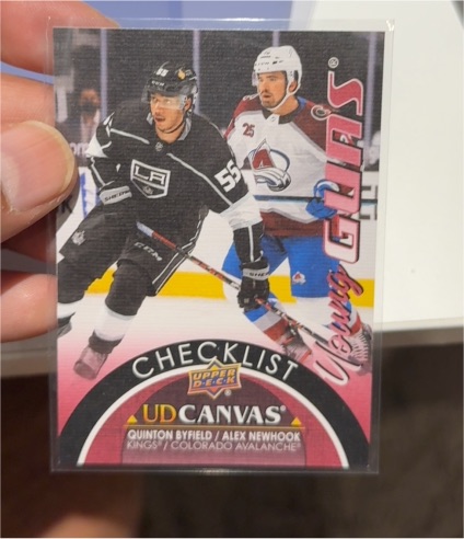 2021-22 Upper Deck Series 1 Canvas Young Guns Checklist #C120 Quinton Byfield / Alex Newhook — front