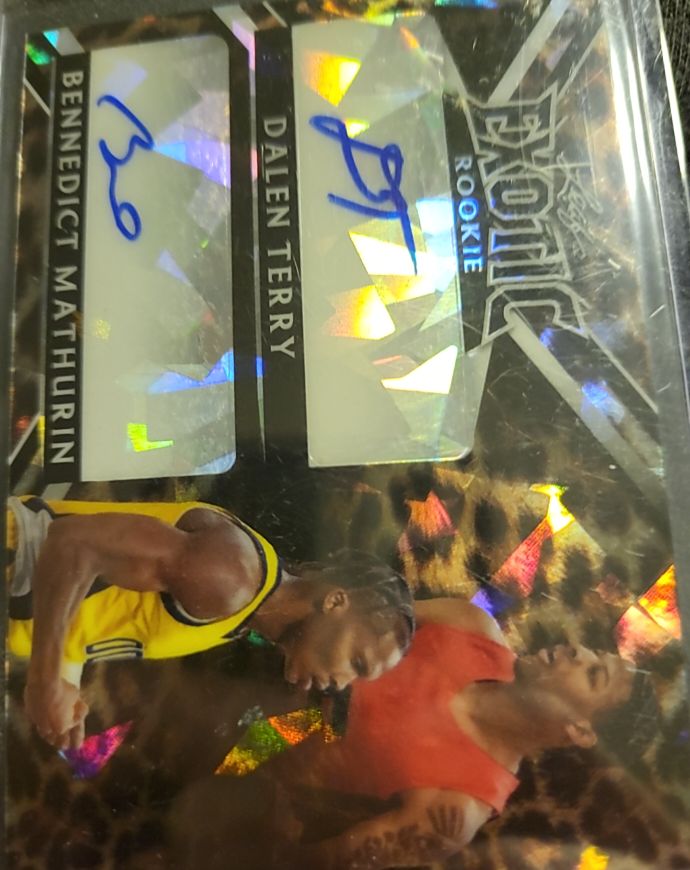 2022-23 Leaf Exotic Optichrome Strength In Numbers Dual Auto #S2-3 Bennedict Mathurin / Dalen Terry — front