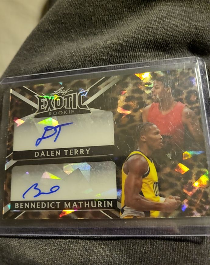 2023 Leaf Exotic Rookie Dual Auto Dalen Terry / Bennedict Mathurin — front
