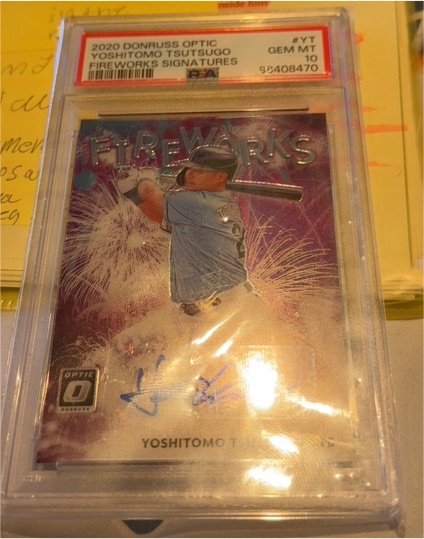 2020 Donruss Optic #YT Yoshitomo Tsutsugo Fireworks Signatures — front