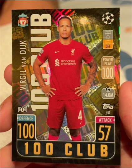 2021-22 Topps Match Attax #451 Virgil van Dijk 100 Club — front