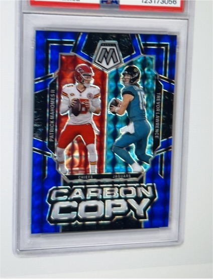 2024 Panini Mosaic Carbon Copy #CC-1 Patrick Mahomes Trevor Lawrence — front