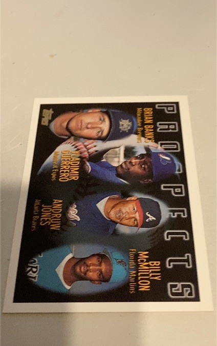 1996 Topps #435 Brian Banks / Vladimir Guerrero / Andruw Jones / Billy McMillon — front