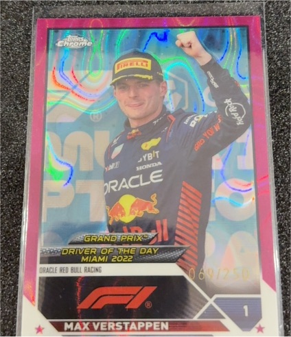 2022 Topps Chrome Formula 1 #1 Max Verstappen Grand Prix Driver of the Day Miami — front