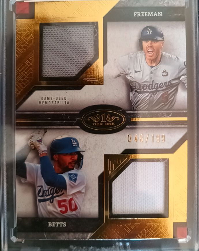 2025 Topps Tier 1 Dual Player Relic Freddie Freeman/Mookie Betts — front