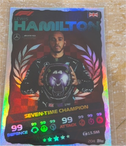 2021 Topps Turbo Attax #204 Lewis Hamilton Seven-Time Champion — front