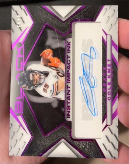 2025 Panini Black Instant Impact Ink #Cole Kmet — front