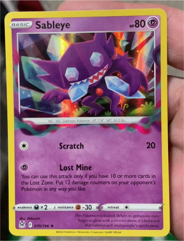 2022 Pokemon Lost Origin #070 Sableye — front