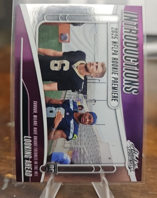2025 Panini Absolute Introductions #I-TSH Tyler Shough & Jalen Milroe Rookie Card — front