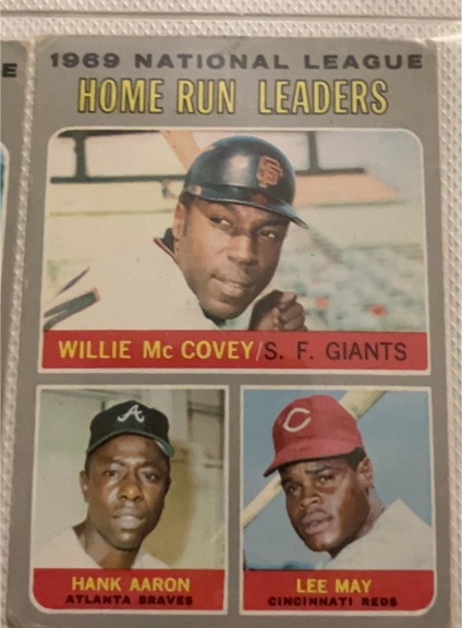1970 Topps #65 1969 NL Home Run Leaders Willie McCovey/Hank Aaron/Lee May — front