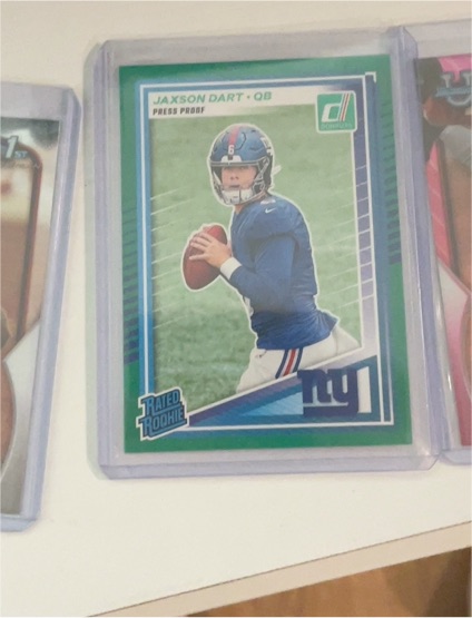2025 Panini Donruss #400 Jaxson Dart Green Press Proof Rated Rookie — front