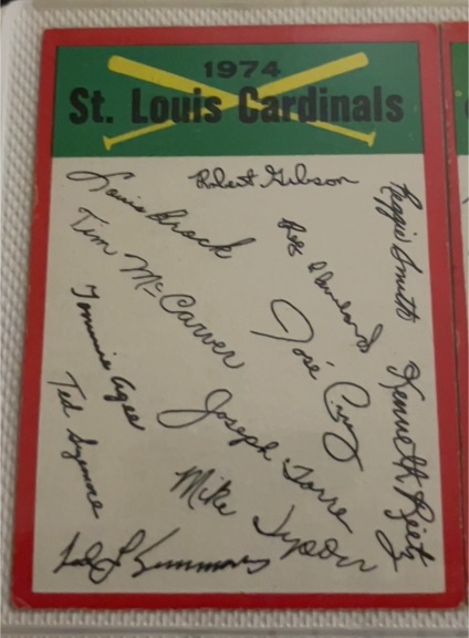 1974 Topps #NNO St. Louis Cardinals Team Checklist — front