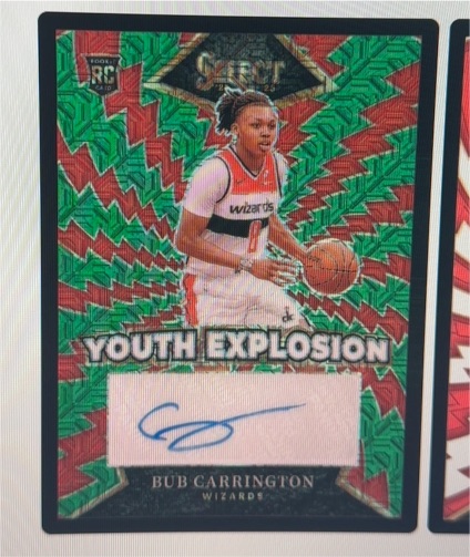 2024-25 Panini Select #YE-BCA Bub Carrington Youth Explosion Auto — front