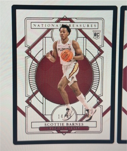 2021 Panini National Treasures #14 Scottie Barnes Rookie Card — front