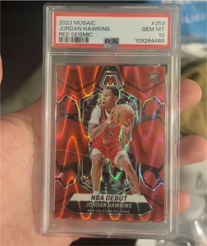 2023 Panini Mosaic #253 Jordan Hawkins NBA Debut Red Seismic — front