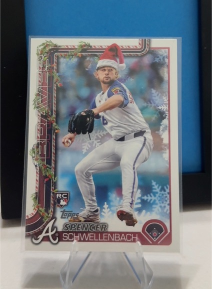 2025 Topps Holiday #H199 Spencer Schwellenbach Santa Hat Variation RC — front