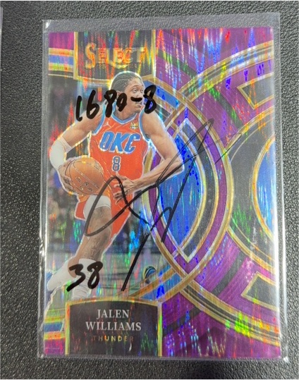 2023-24 Panini Select #192 Jalen Williams Blue Cracked Ice Prizms Thunder — front
