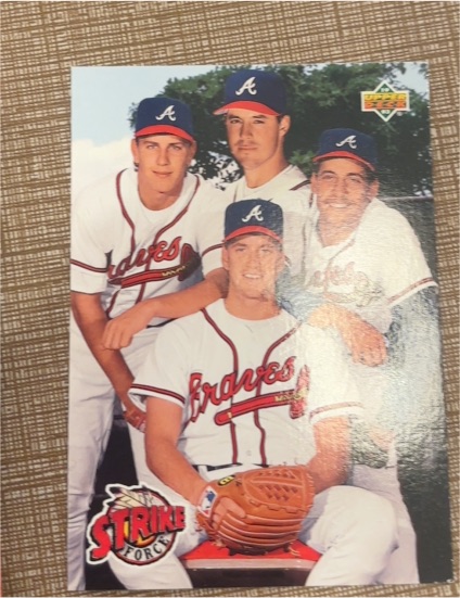 1993 Upper Deck Strike Force #472 Greg Maddux, Tom Glavine, Steve Avery, John Smoltz — front