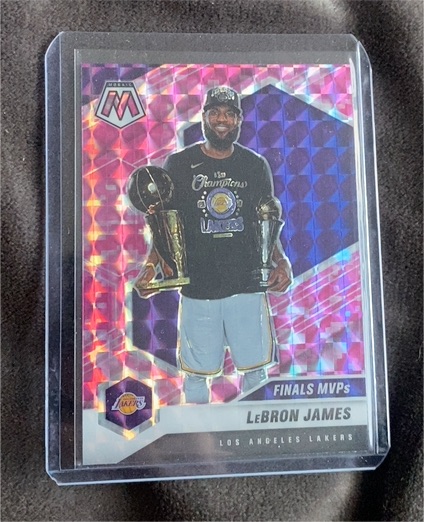 2020-21 Panini Mosaic #297 LeBron James Finals MVPs Pink Camo — front