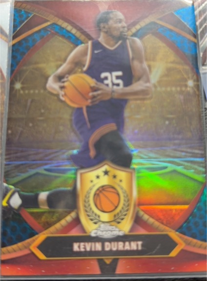 2024-25 Topps Chrome #BOD-9 Kevin Durant Ball of Duty Blue Basketball Refractor — front