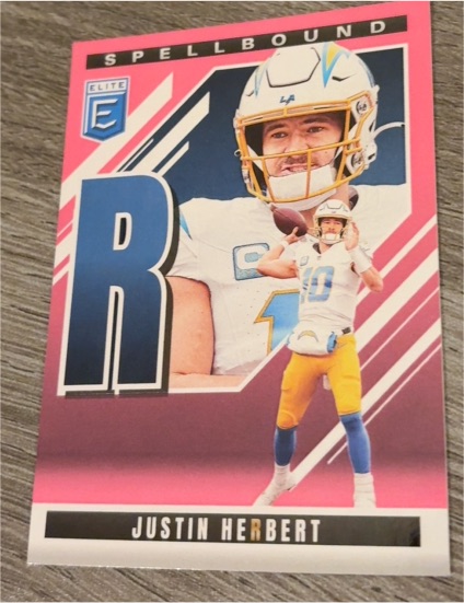 2025 Donruss Elite #36 Justin Herbert Spellbound Pink — front