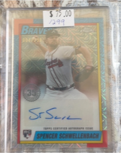 2025 Topps Series 1 1990 Topps Chrome Silver Pack Spencer Schwellenbach Auto #90CA-SSC /299 — front