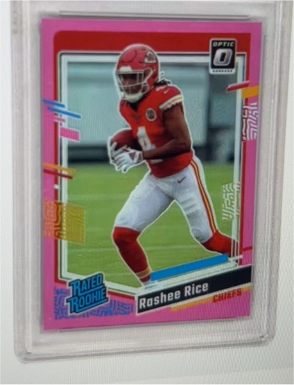 2023 Panini Donruss Optic #257 Rashee Rice Pink Rated Rookie Chiefs RC — front