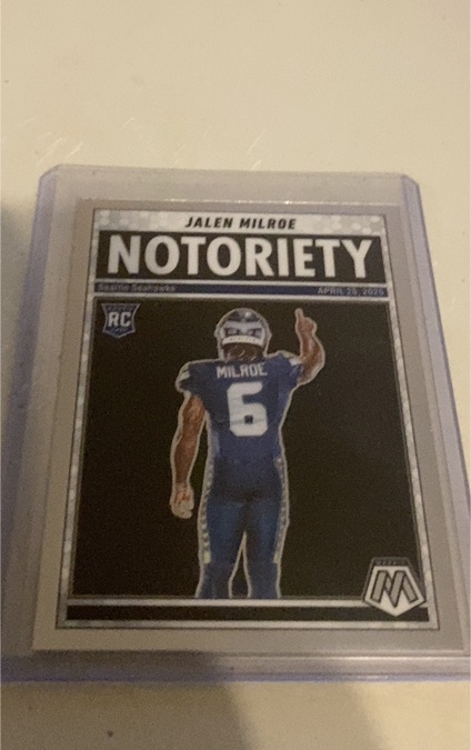 2025 Panini Mosaic #15 Jalen Milroe Notoriety Rookie Card Seahawks — front