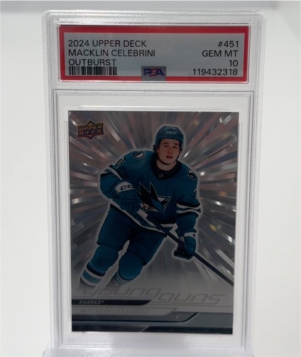 2024-25 Upper Deck #451 Macklin Celebrini Outburst — front