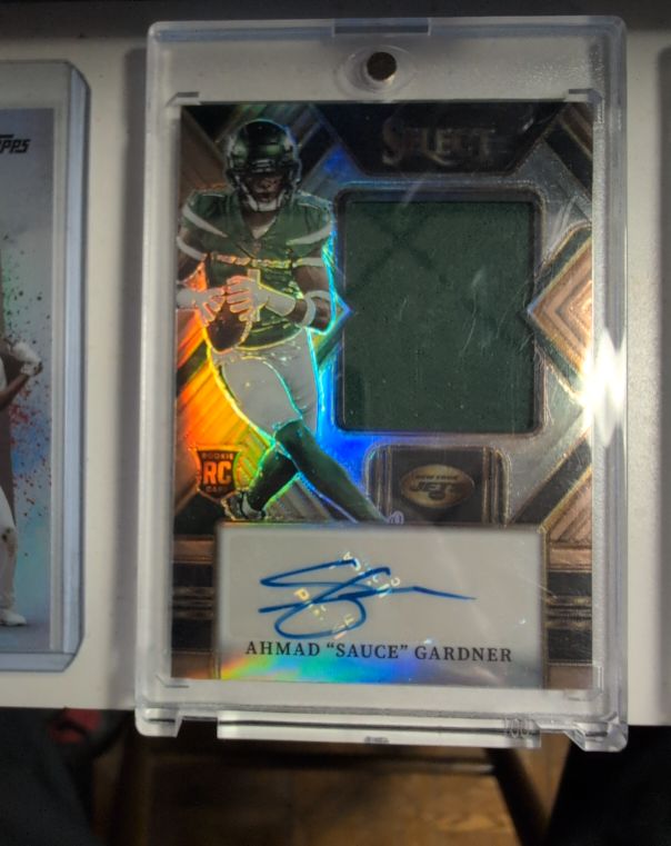 2022 Panini Select #RC Ahmad "Sauce" Gardner Rookie Patch Auto — front