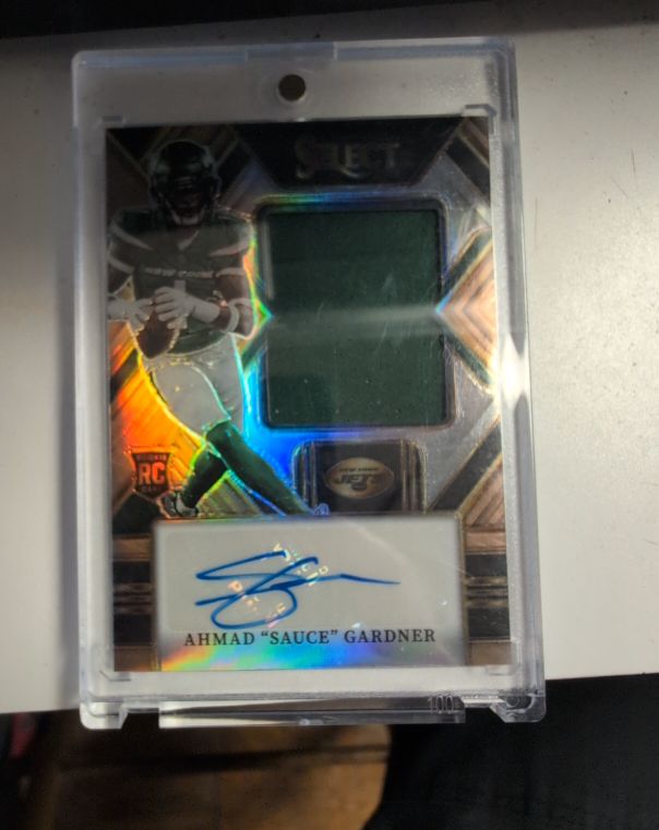 2022 Panini Select #JRS-AG Ahmad "Sauce" Gardner Rookie Patch Auto — front