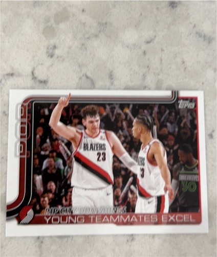 2025-26 Topps #289 Rip City Duo Shines: Young Teammates Excel Shaedon Sharpe — front