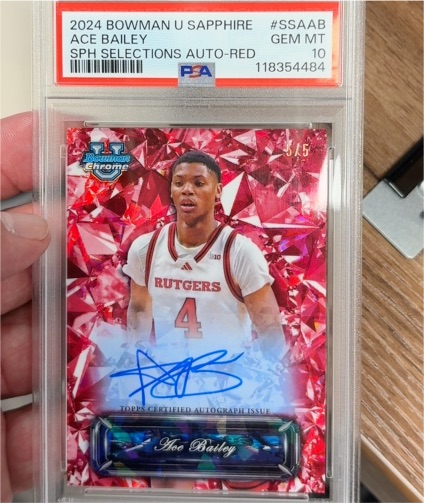 2024 Bowman U Sapphire Selections Auto-Red #SSAAB Ace Bailey — front