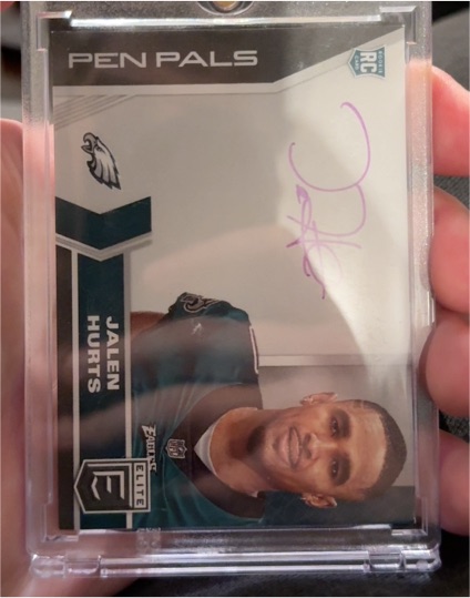 2020 Donruss Elite Pen Pals #PP-JH Jalen Hurts — front