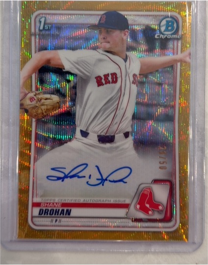 2020 Bowman Chrome Draft 1st Gold Wave AUTO Refractor #CDA-SD Shane Drohan — front