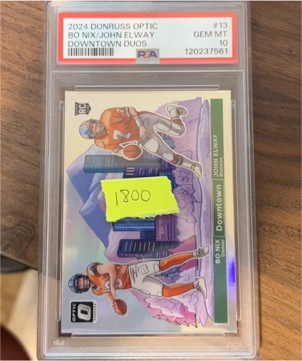 2024 Donruss Optic #13 Bo Nix/John Elway Downtown Duos — front