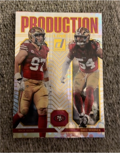 2025 Donruss Production Line #12 Nick Bosa & Fred Warner — front