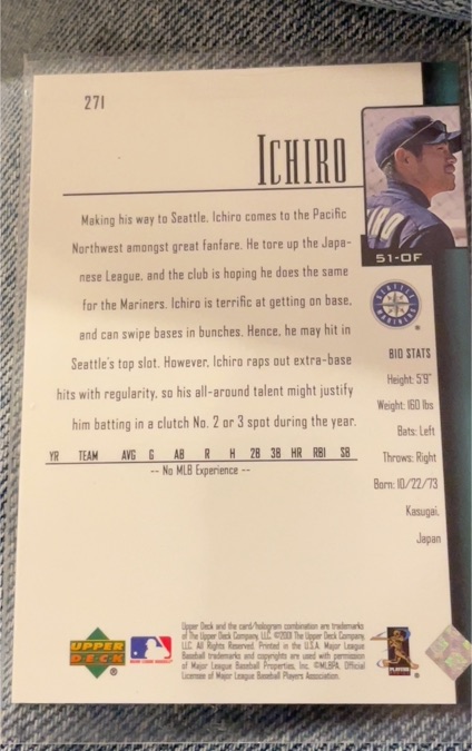 1999 Upper Deck #271 Ichiro — front