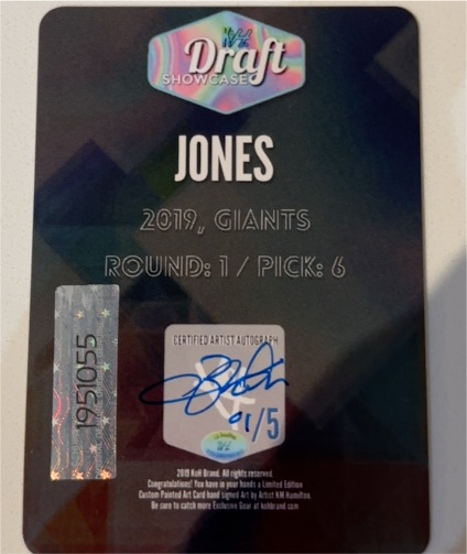 2019 Koh Brand Draft Showcase #1/5 Jones Giants — front